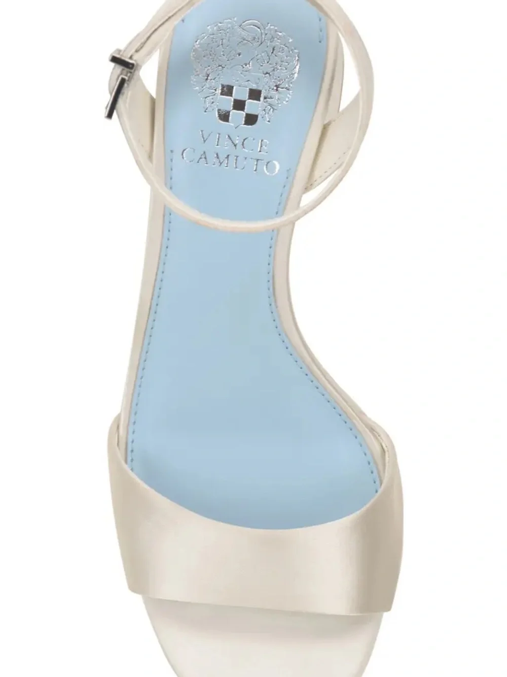 Vince Camuto Pendreya Ankle-Strap Satin Block Heels Ivory | Bridal | Size 6.5 - Picture 7 of 8